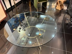 Italian Large Brass and Glass Circular Coffee Table