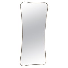 Italian Large Brass Framed Wall Mirror, 1950s