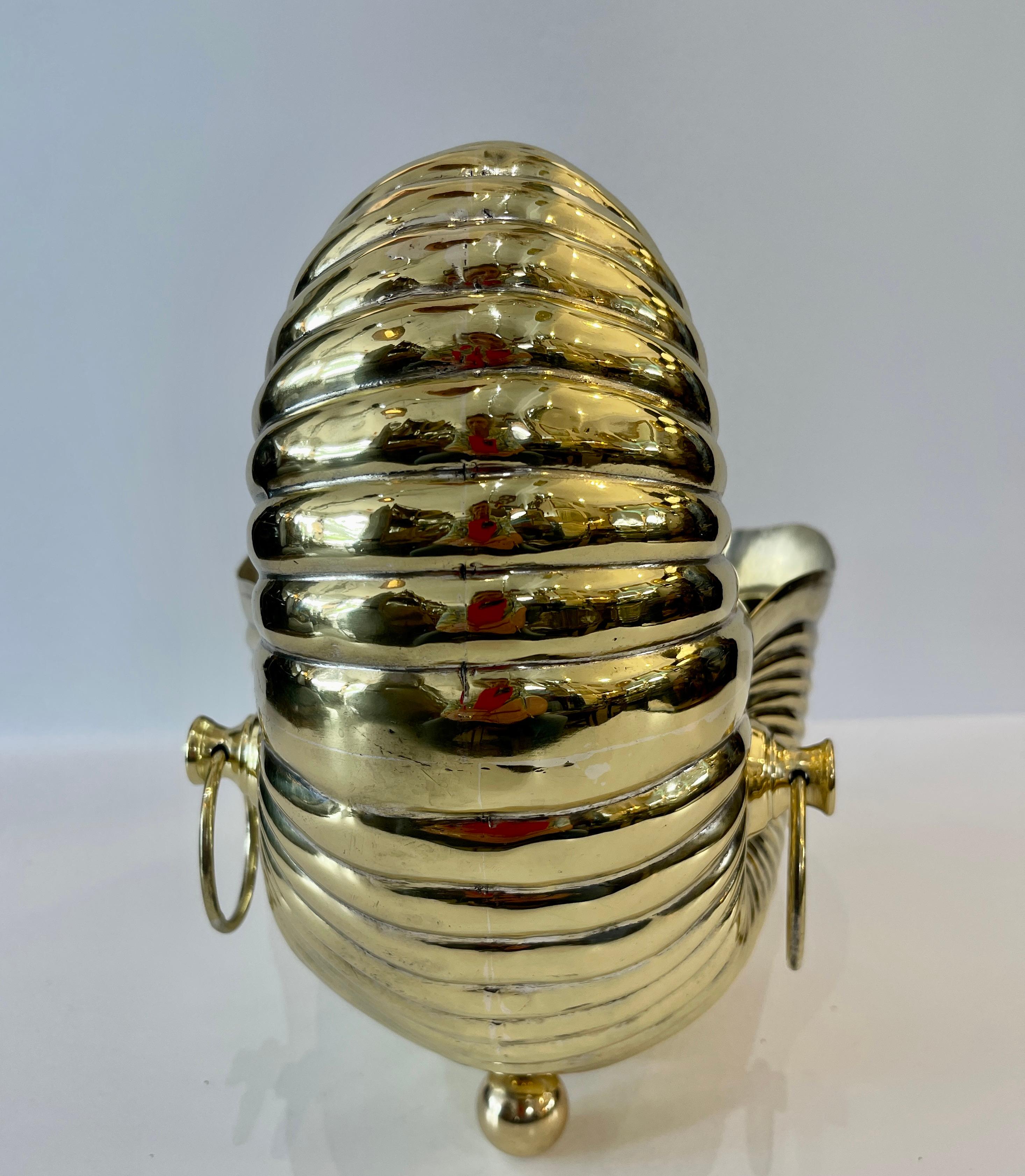 Ottone Italiano Grande  Raffreddatore per bottiglie o fioriera in ottone con conchiglia Nautilus in vendita