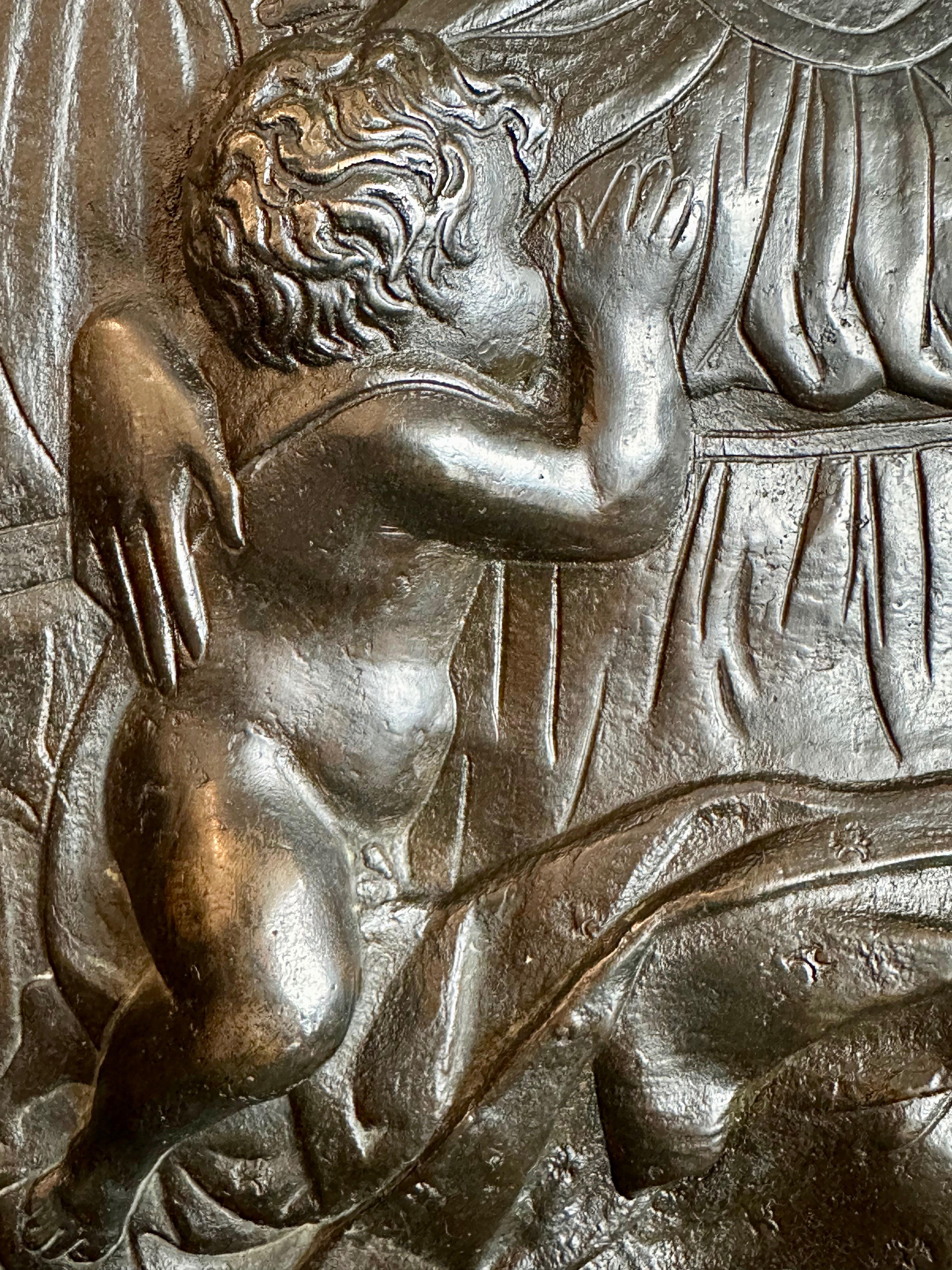 Italiano Grande rilievo italiano in bronzo di Madonna con Bambino e Santi, circa 1850 in vendita