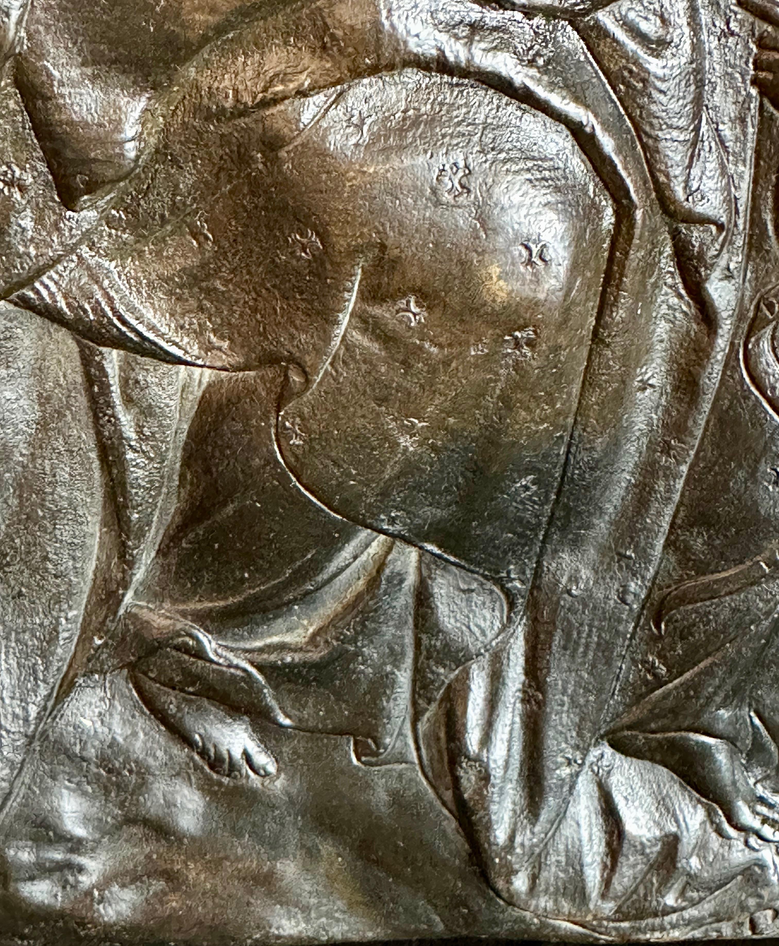 XIX secolo Grande rilievo italiano in bronzo di Madonna con Bambino e Santi, circa 1850 in vendita
