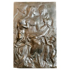 Italian Large Bronze Relief of Madonna and Child with Saints, Circa 1850