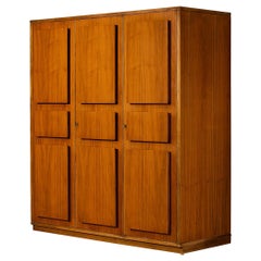 Italian Large Cabinet in Teak and Geometric Fronts