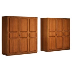 Italian Large Cabinets in Teak and Geometric Fronts