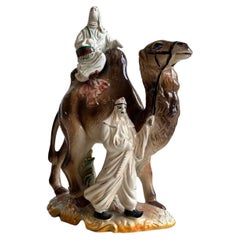 Italian Large Capodimonte Hand Painted Camel Porcelain, 1950s