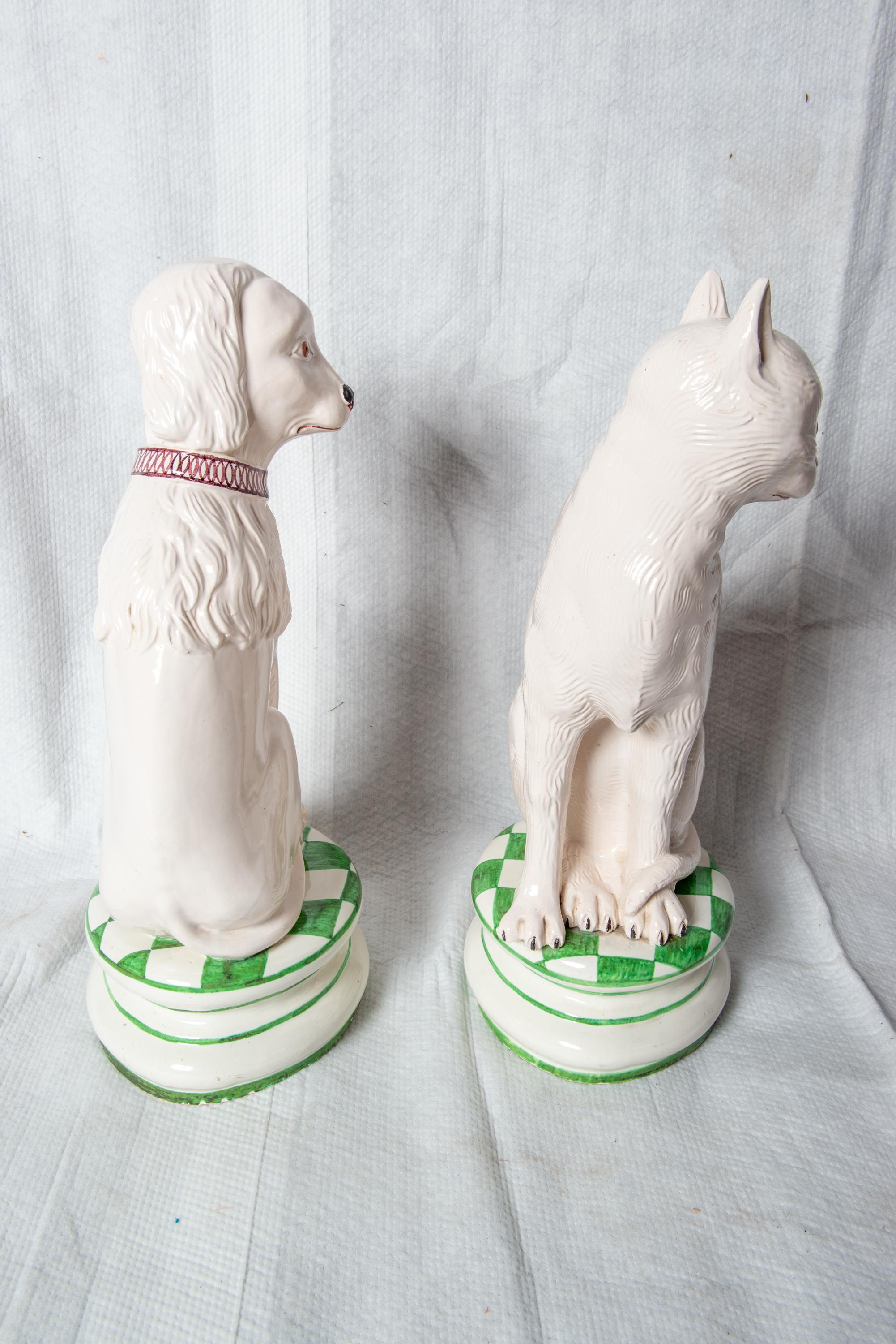 Italian Large Ceramic Dog and Cat Statues For Sale 5