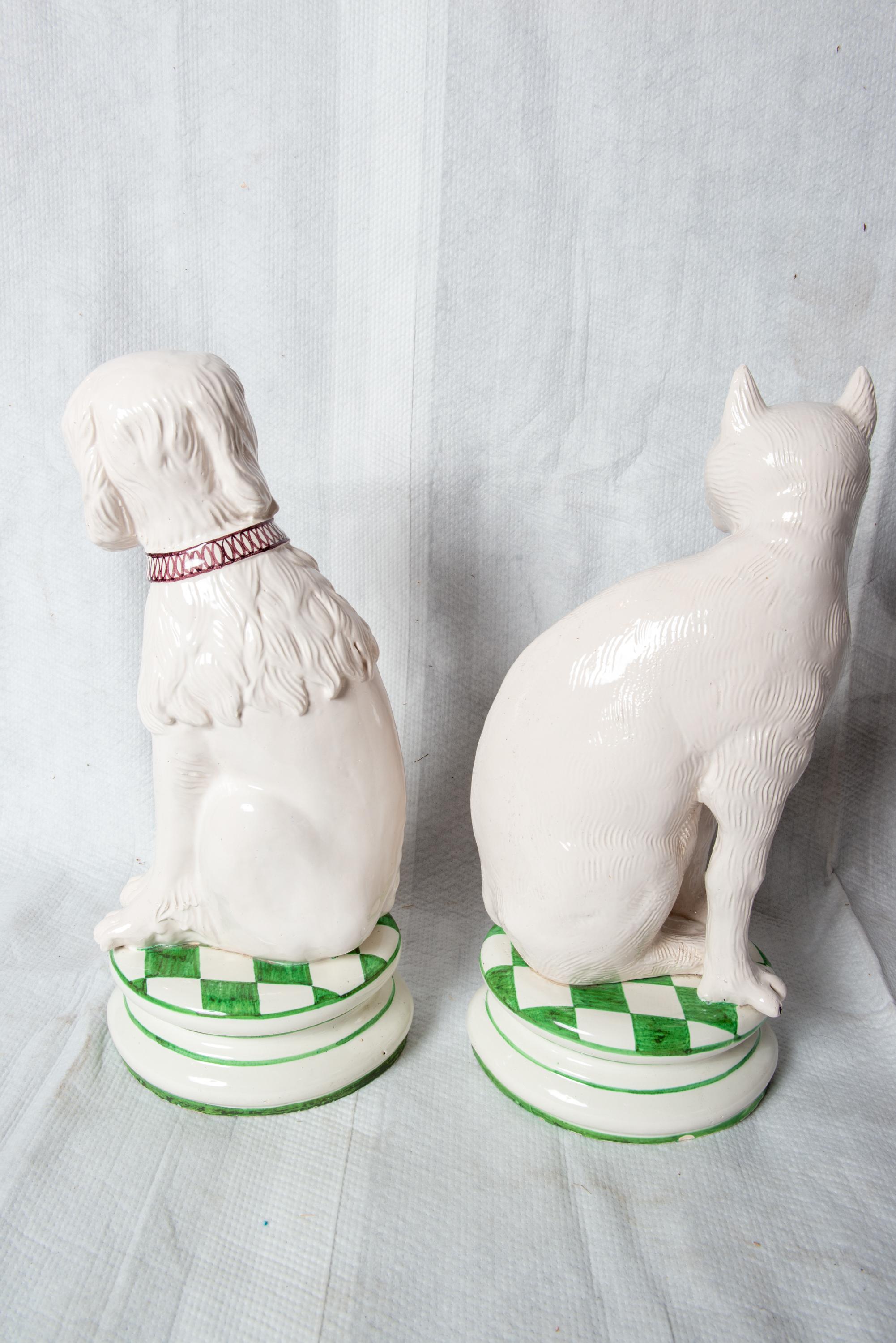 Italian Large Ceramic Dog and Cat Statues For Sale 7