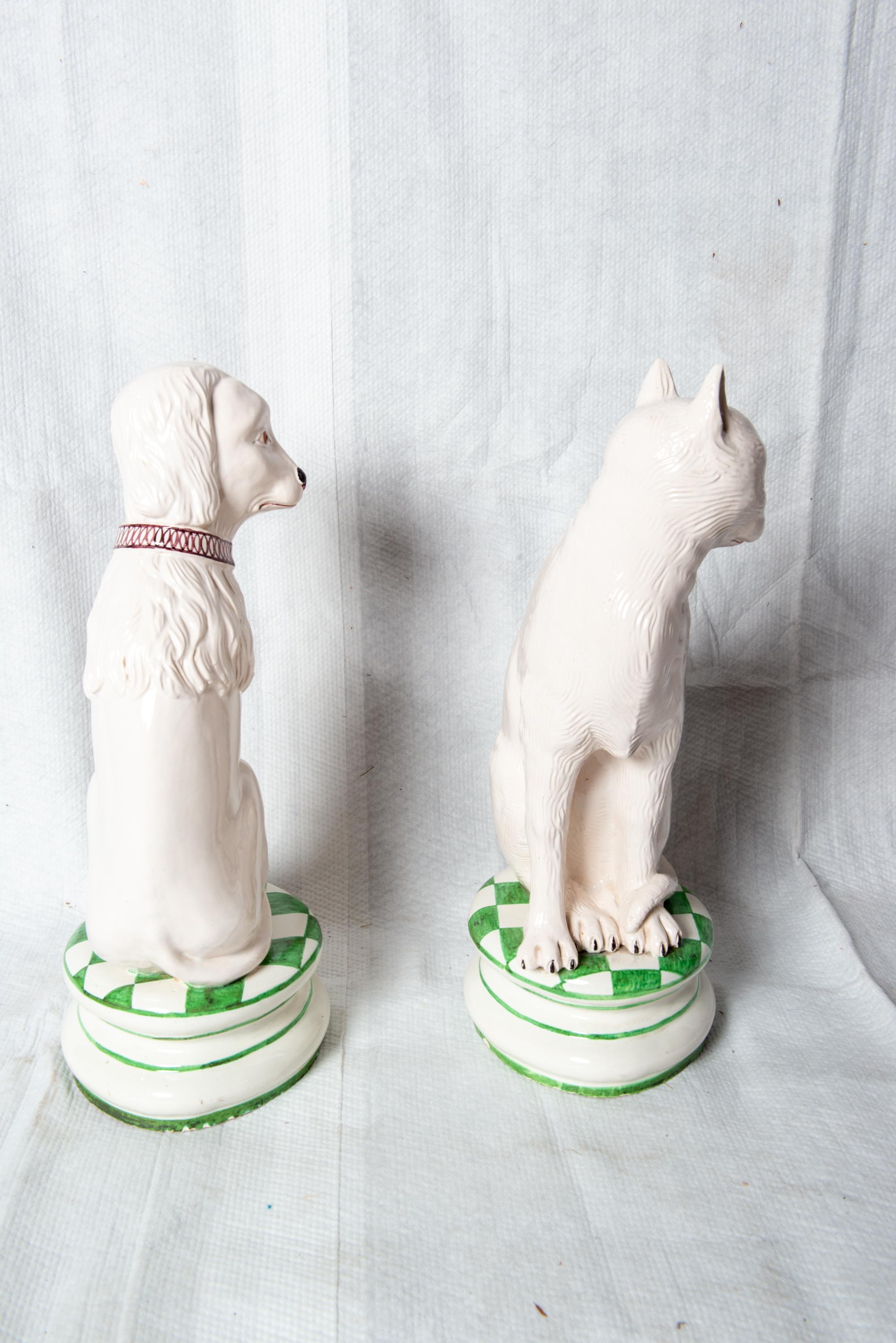 Italian Large Ceramic Dog and Cat Statues For Sale 8