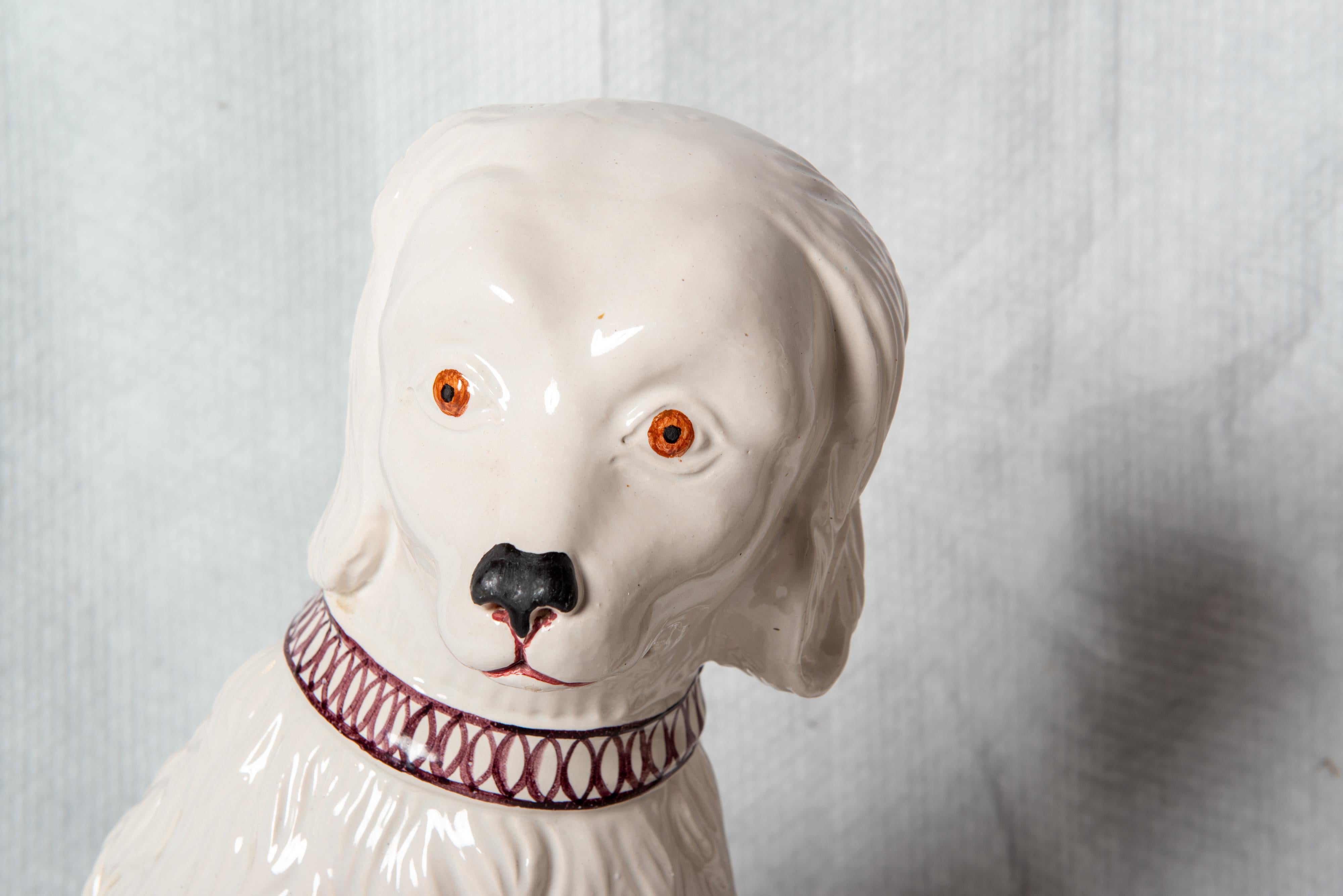 Italian Large Ceramic Dog and Cat Statues For Sale 2