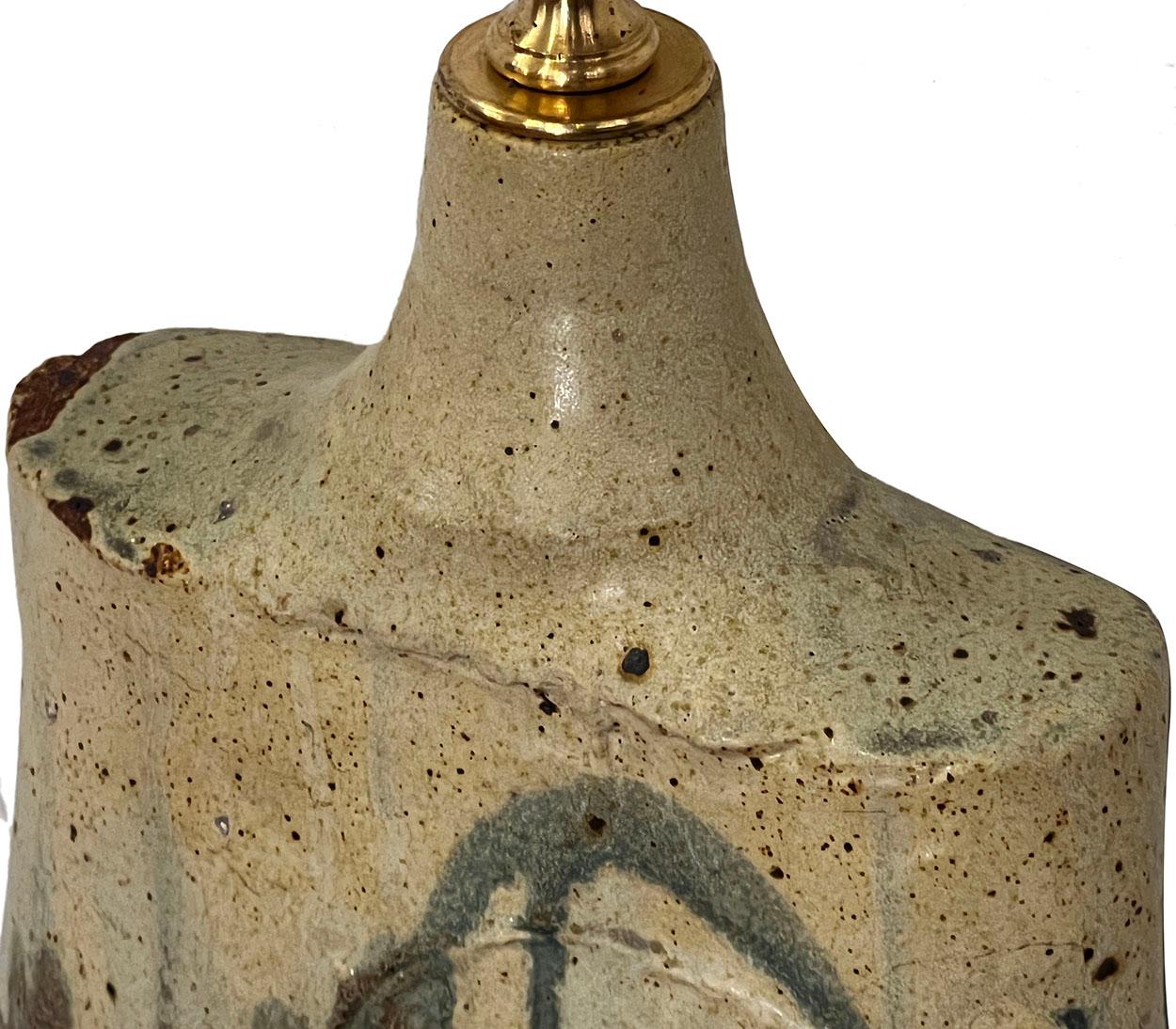 Glazed Italian Large Ceramic Lamp For Sale