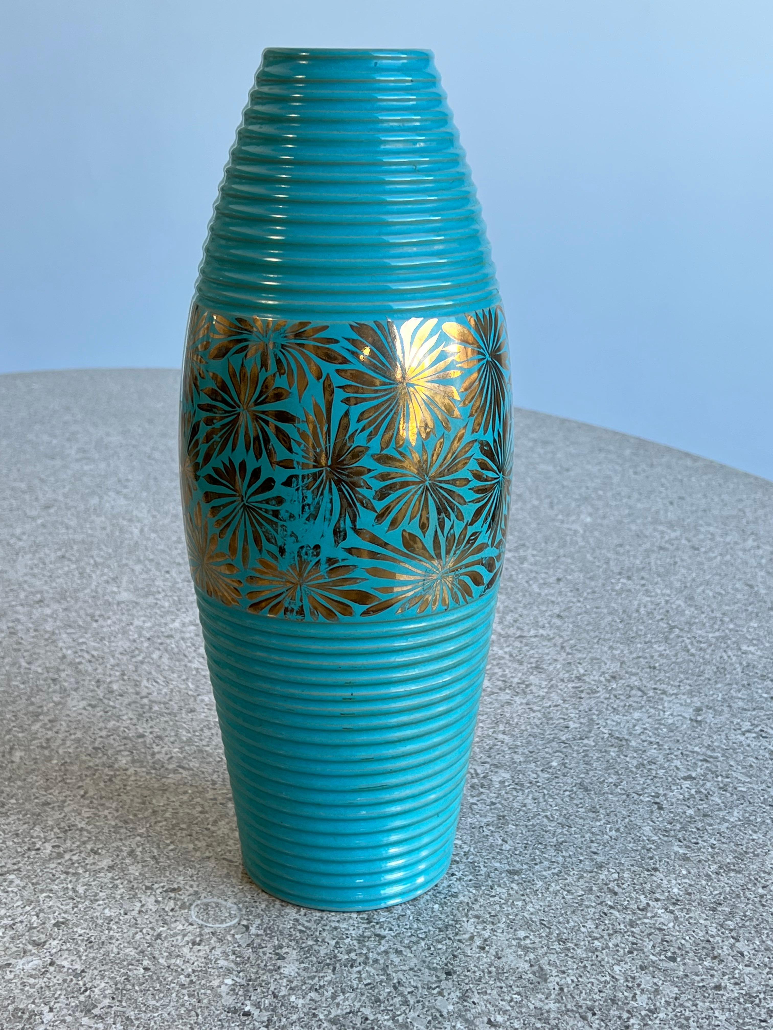 Mid-Century Modern Italian Large Ceramic Vase Hand Painted For Sale