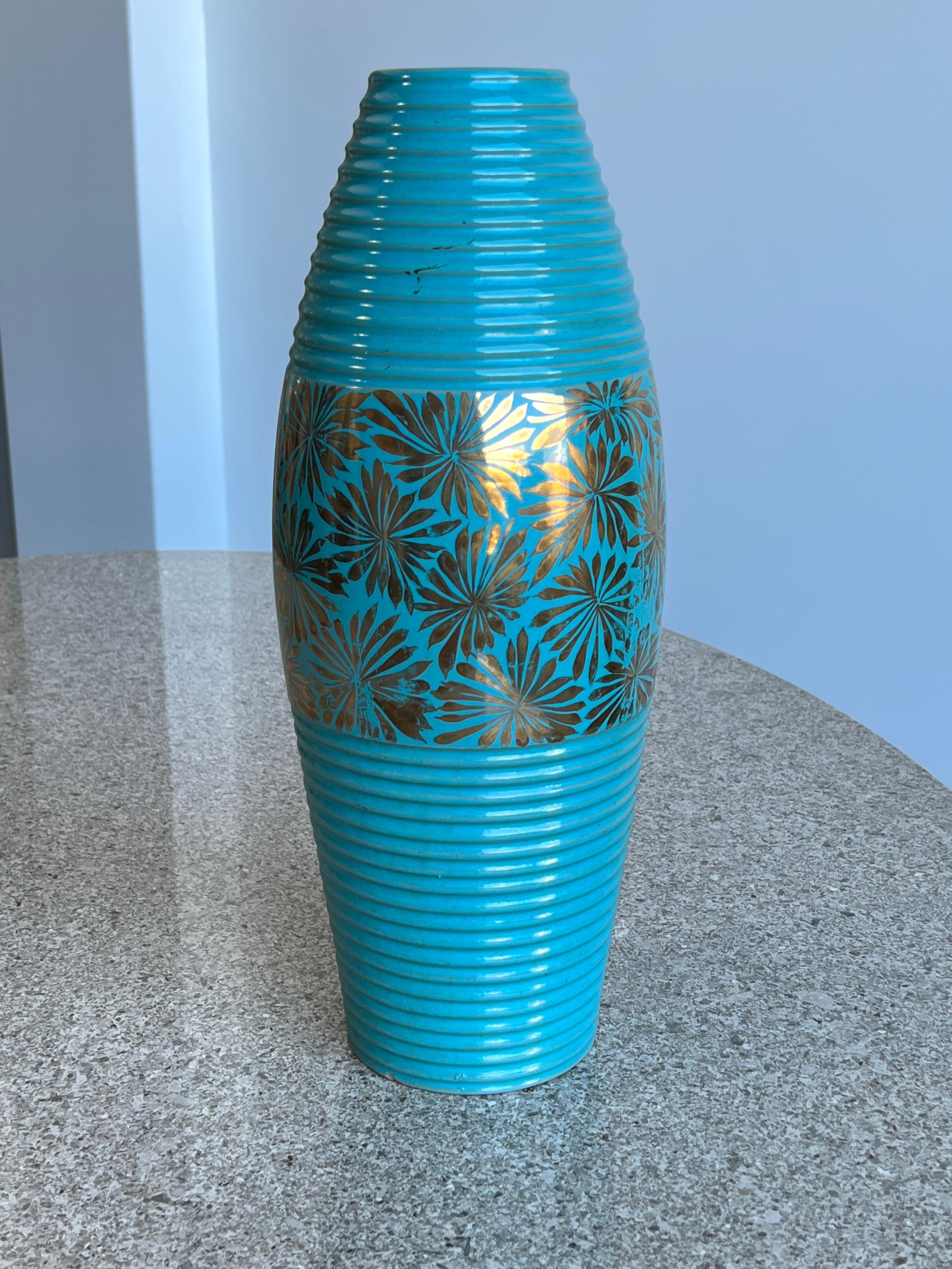 Hand-Painted Italian Large Ceramic Vase Hand Painted For Sale