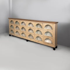 Italian large chest of drawers in wood and glass, 1930s
