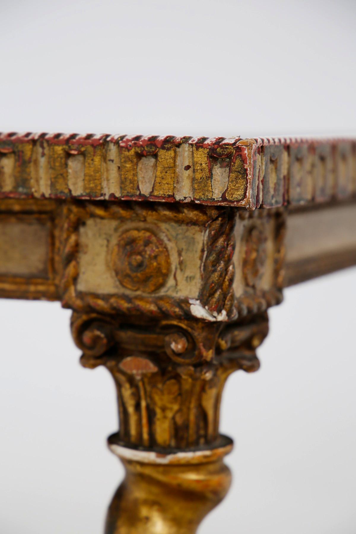 Late 19th Century Italian Large Coffee Table Neoclassical in Gilded Wood, End of the 19th Century