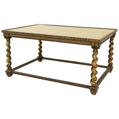 Italian Large Coffee Table Neoclassical in Gilded Wood, End of the 19th Century