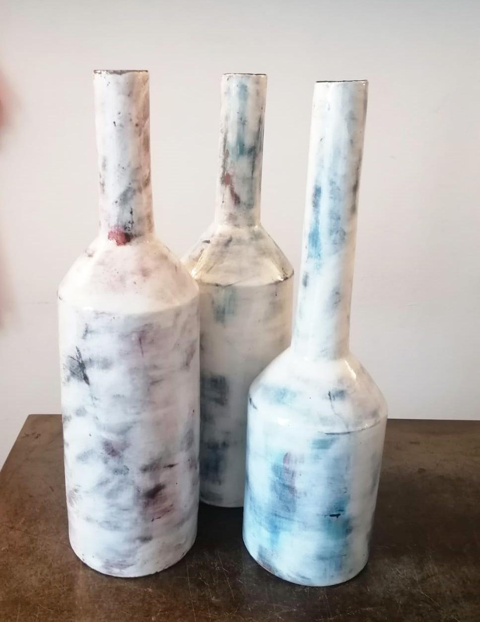 Italian Large Contemporary Handmade Glazed Ceramic Vases, Italy, 21st Century im Zustand „Hervorragend“ in Milano, IT
