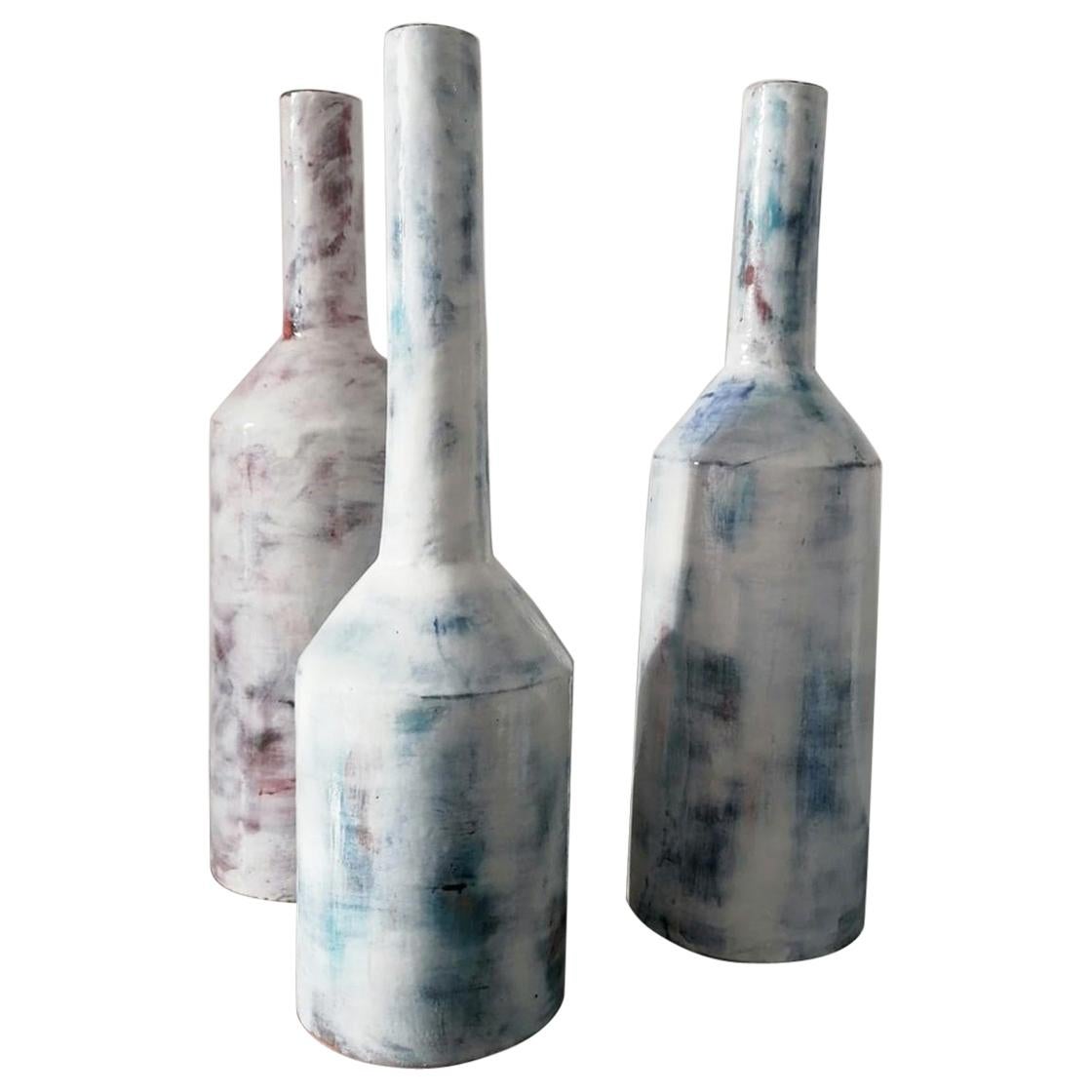 Italian Large Contemporary Handmade Glazed Ceramic Vases, Italy, 21st Century