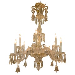 Vintage Italian large crystal chandelier with eight lights