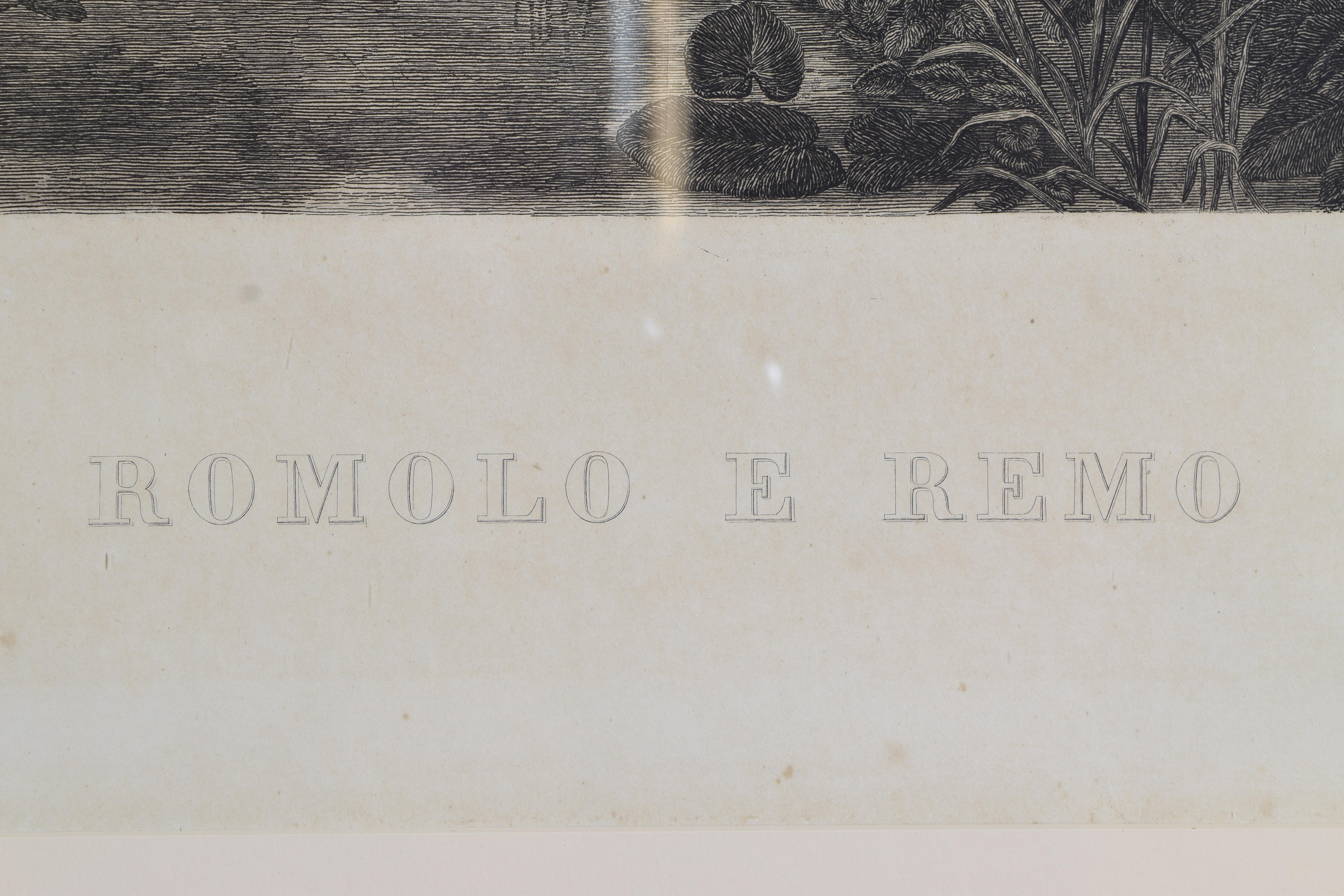 Italian Large Engraving of Romulus & Remus, Ebonized Frame, 2nd Half 19th Cen For Sale 4