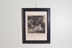 Italian Large Engraving of Romulus & Remus, Ebonized Frame, 2nd Half 19th Cen