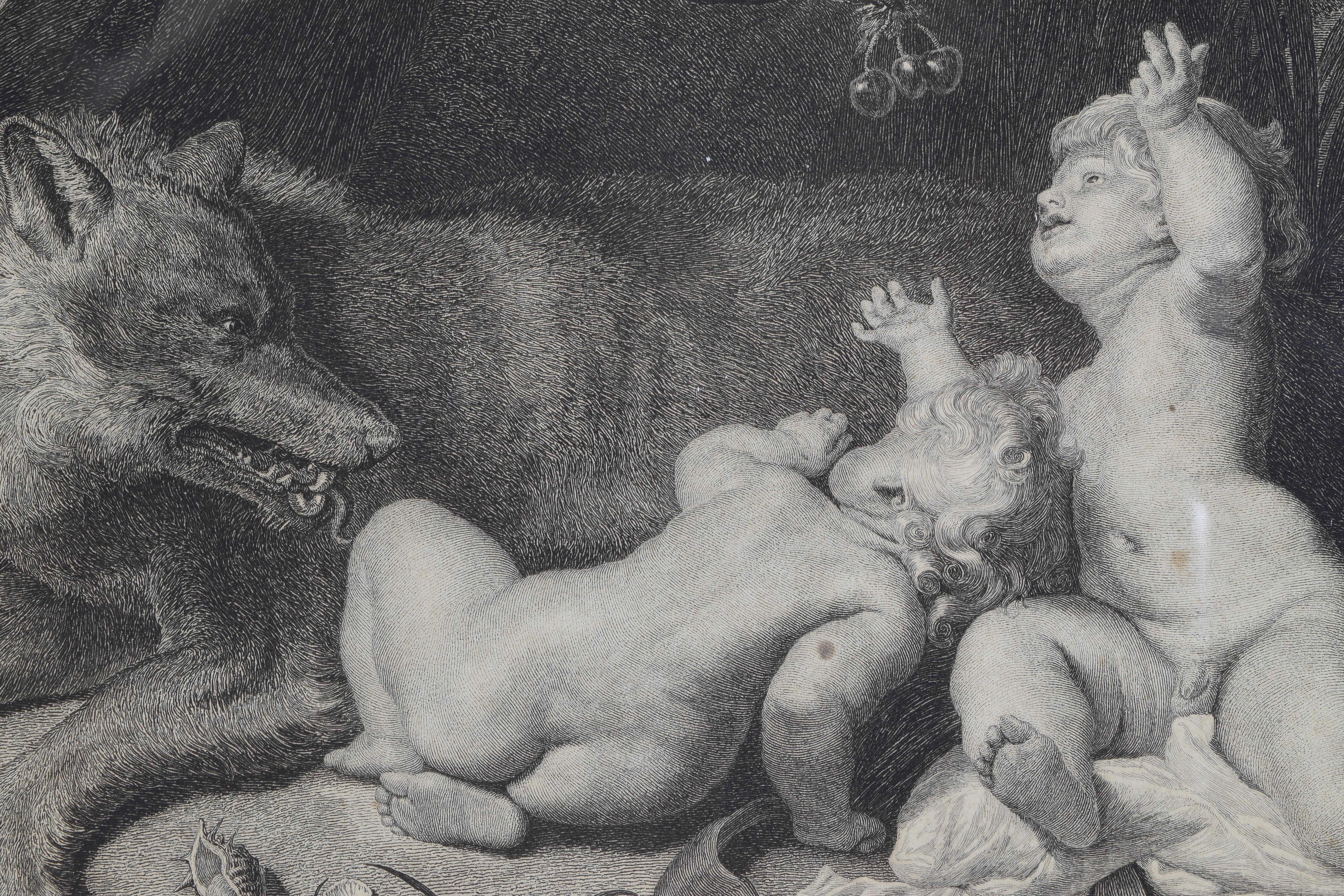 Grande gravure italienne de Romulus & Remus dans un cadre ébénisé, 2e moitié du 19e siècle en vente 4