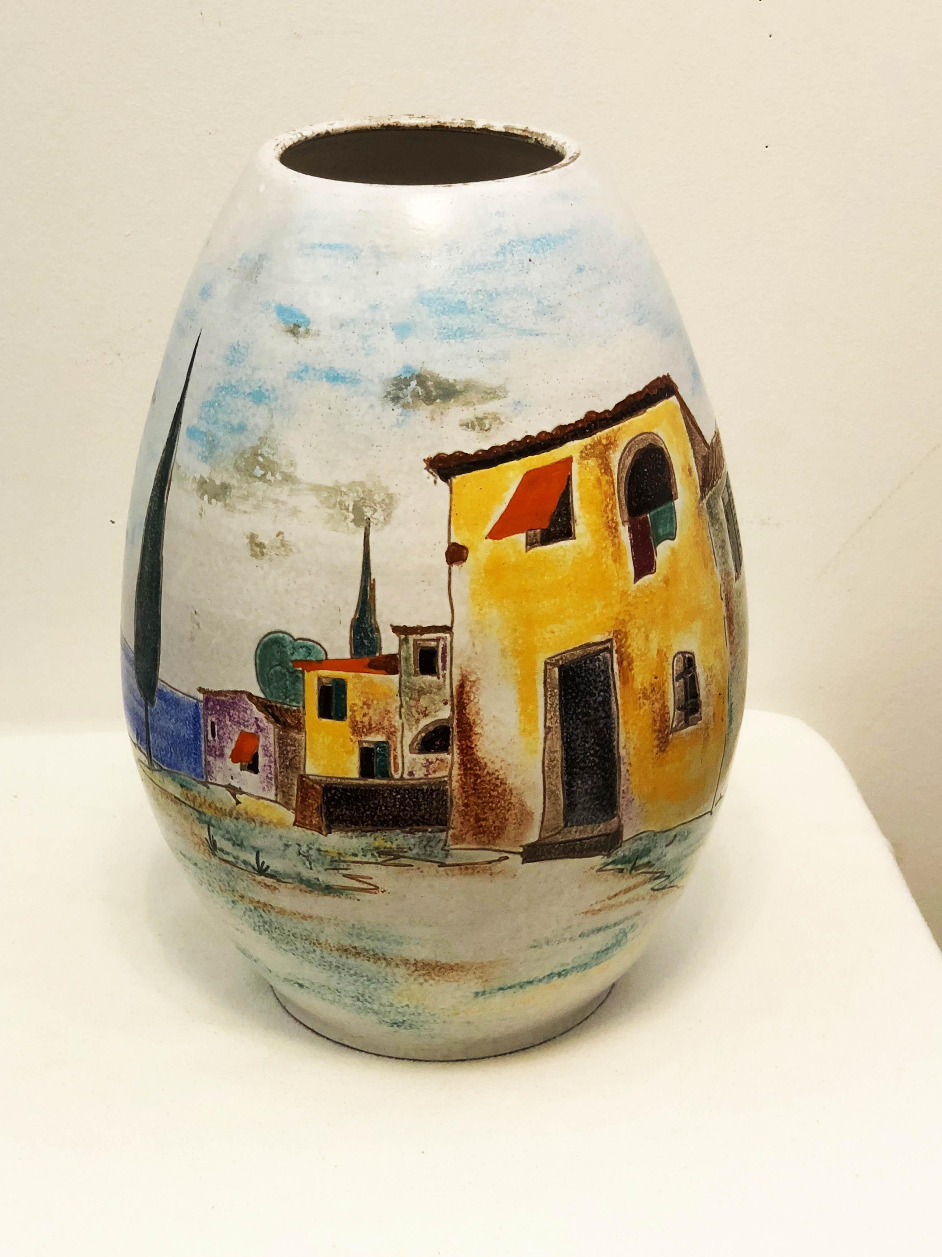Large Italian ceramic floor vase from the 1960s.