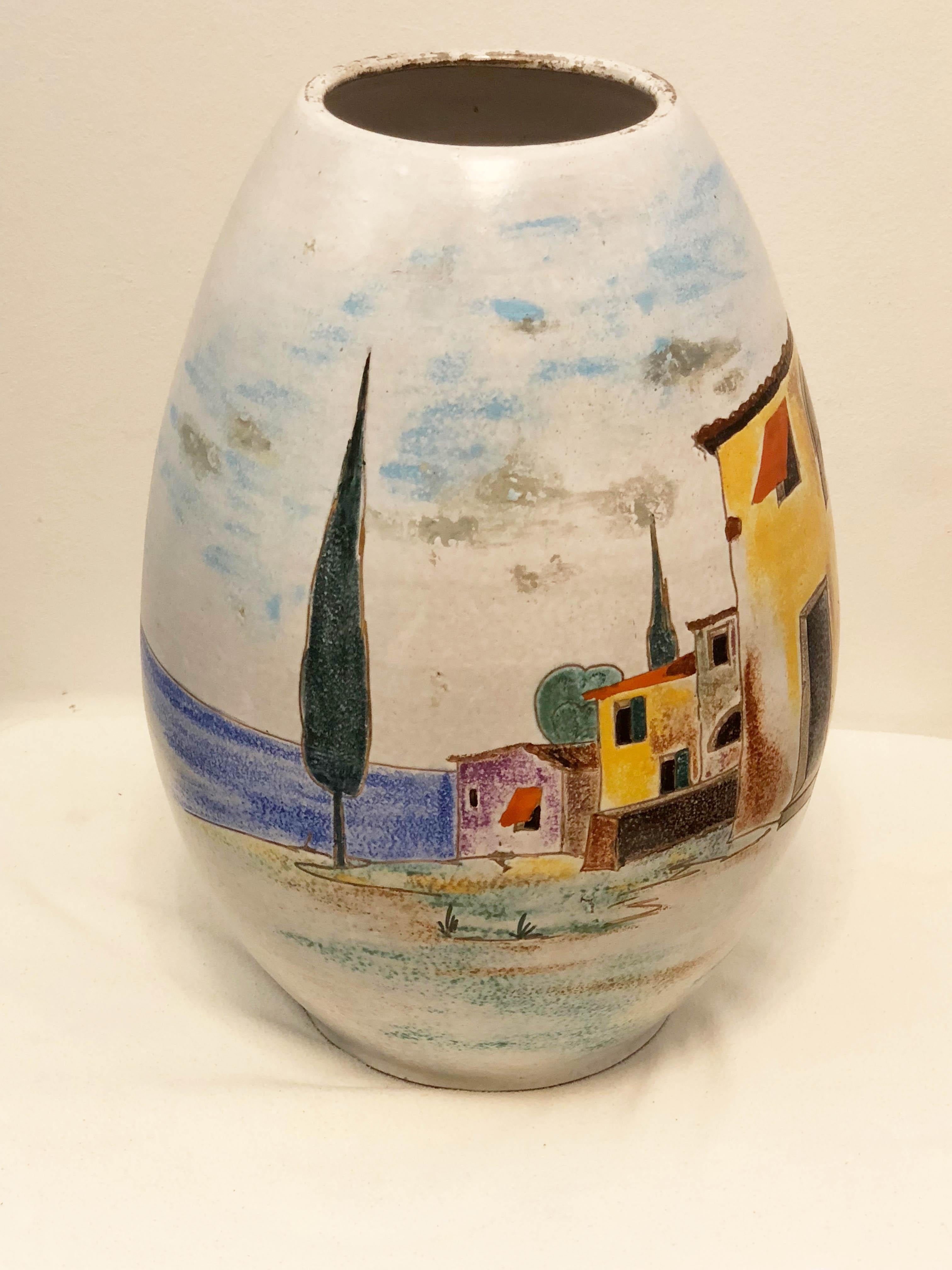 German Italian Large Floor Vase For Sale