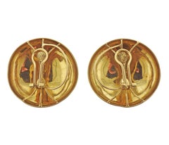 Italian Large Hammered Gold Disc Earrings