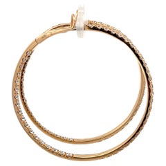 Italian Large Hoop Earrings 5.70 Carats 18 Karat Yellow Gold F VS 1.10" Diameter