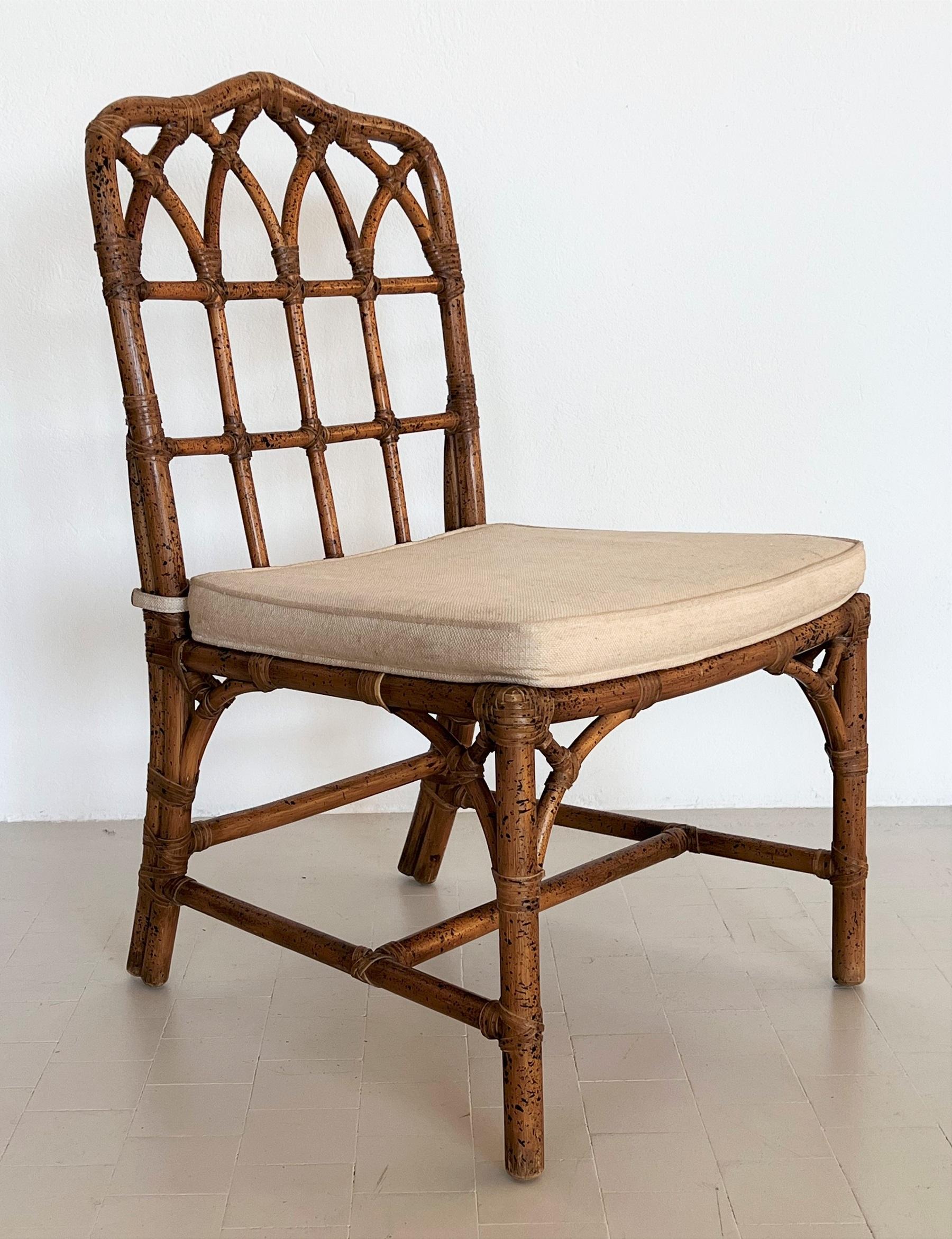 Mid-Century Modern Italian Large Mid-Century Bamboo Chair, 1970s For Sale