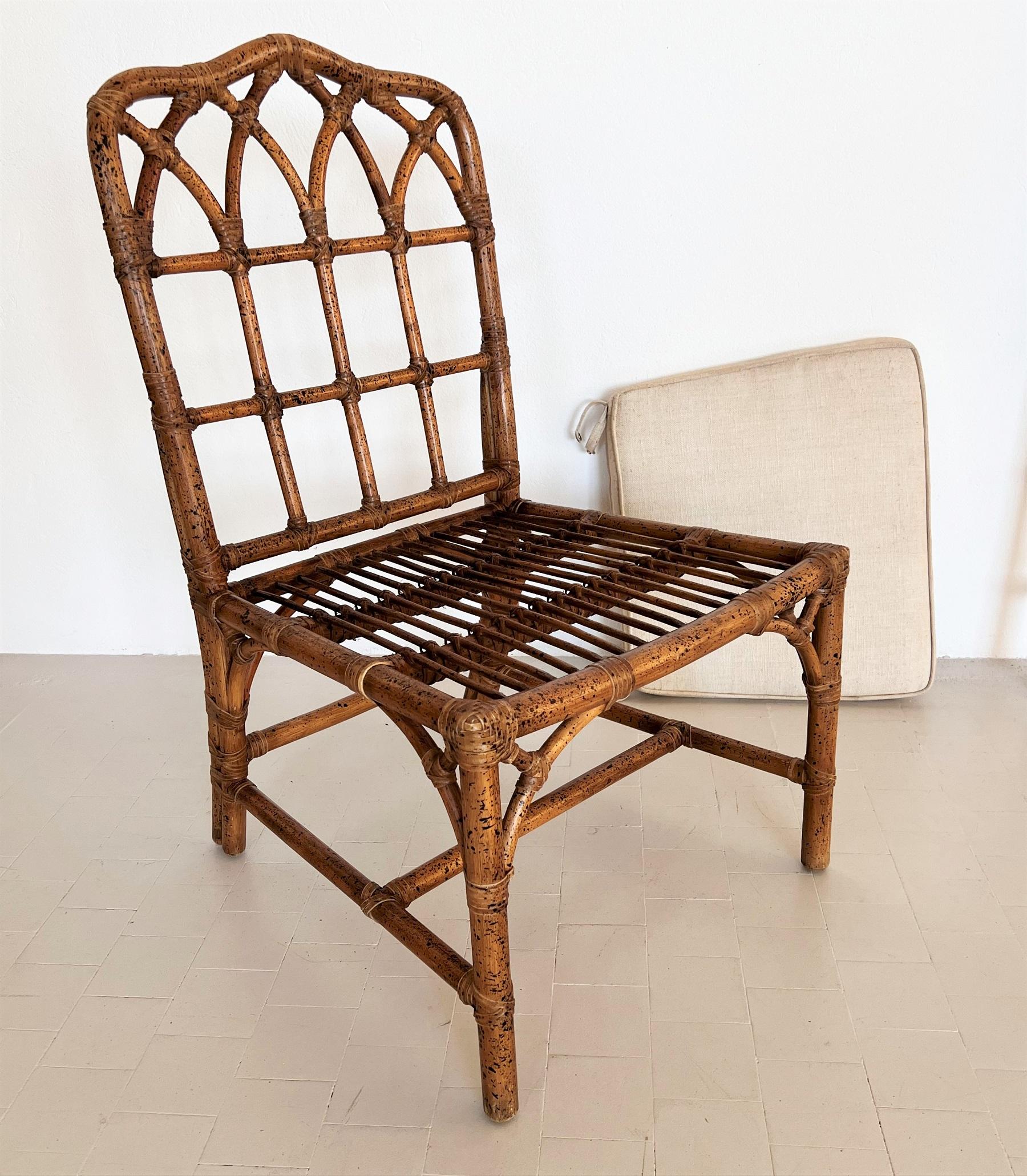 Hand-Crafted Italian Large Mid-Century Bamboo Chair, 1970s For Sale