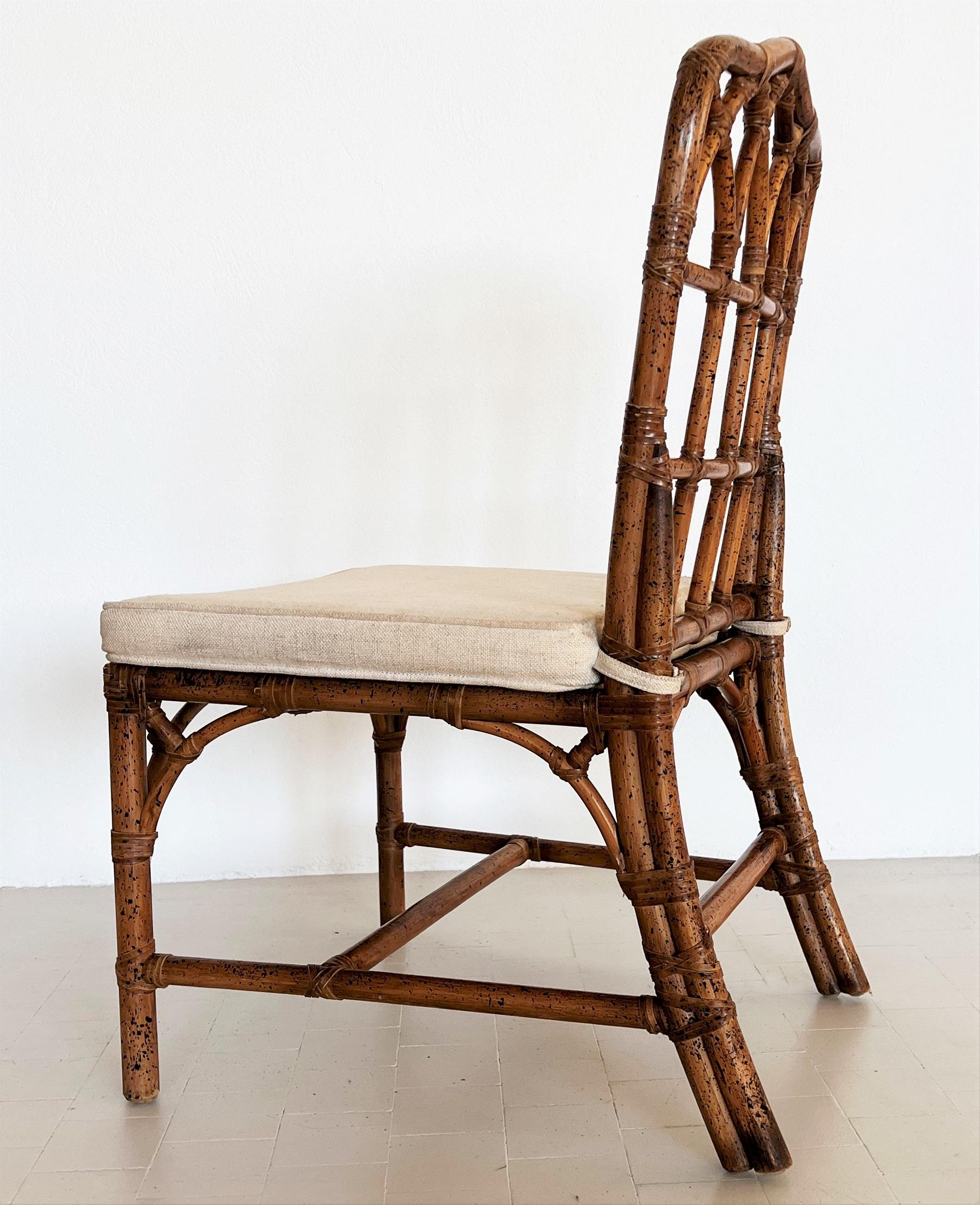 Italian Large Mid-Century Bamboo Chair, 1970s For Sale 1