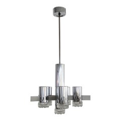 Italian Large Mid-Century Chrome and Glass Sputnik Chandelier by Sciolari, 1960s