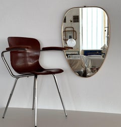 Italian Large Mid-Century Vintage Wall Mirror with Original Brass Frame, 1970s