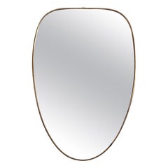 Italian Large Mid-Century Vintage Wall Mirror with Original Brass Frame, 1970s