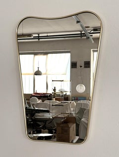 Italian Large Mid-Century Wall Mirror in Giò Ponti Style, 1970s
