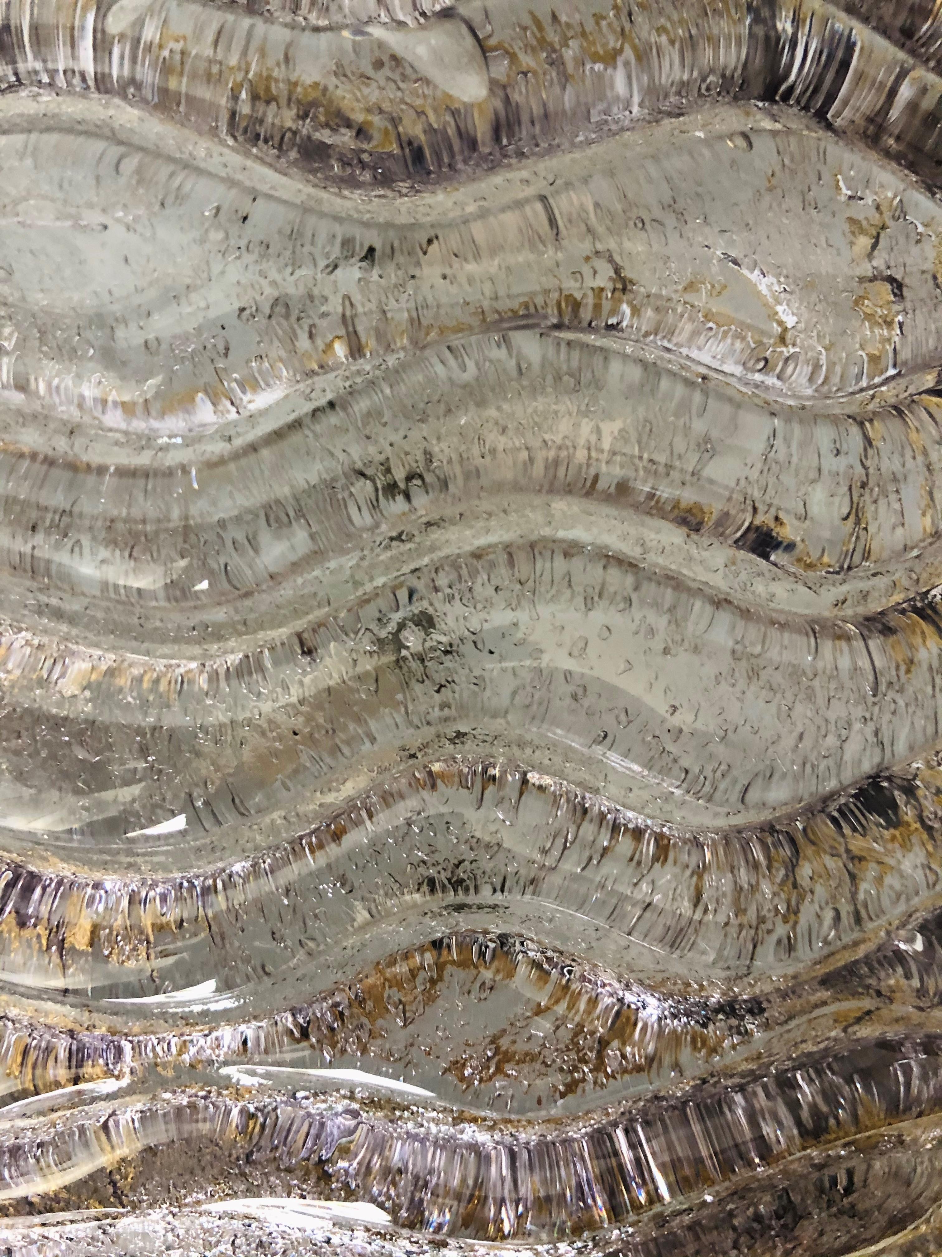 Italian Large Mid-Century Clear Murano and Brass Wall Sconce by Mazzega, 1970s For Sale 1