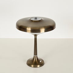 Italian Large Ministerial Table Lamp in Burnished Metal & Opaline Glass, 1950s