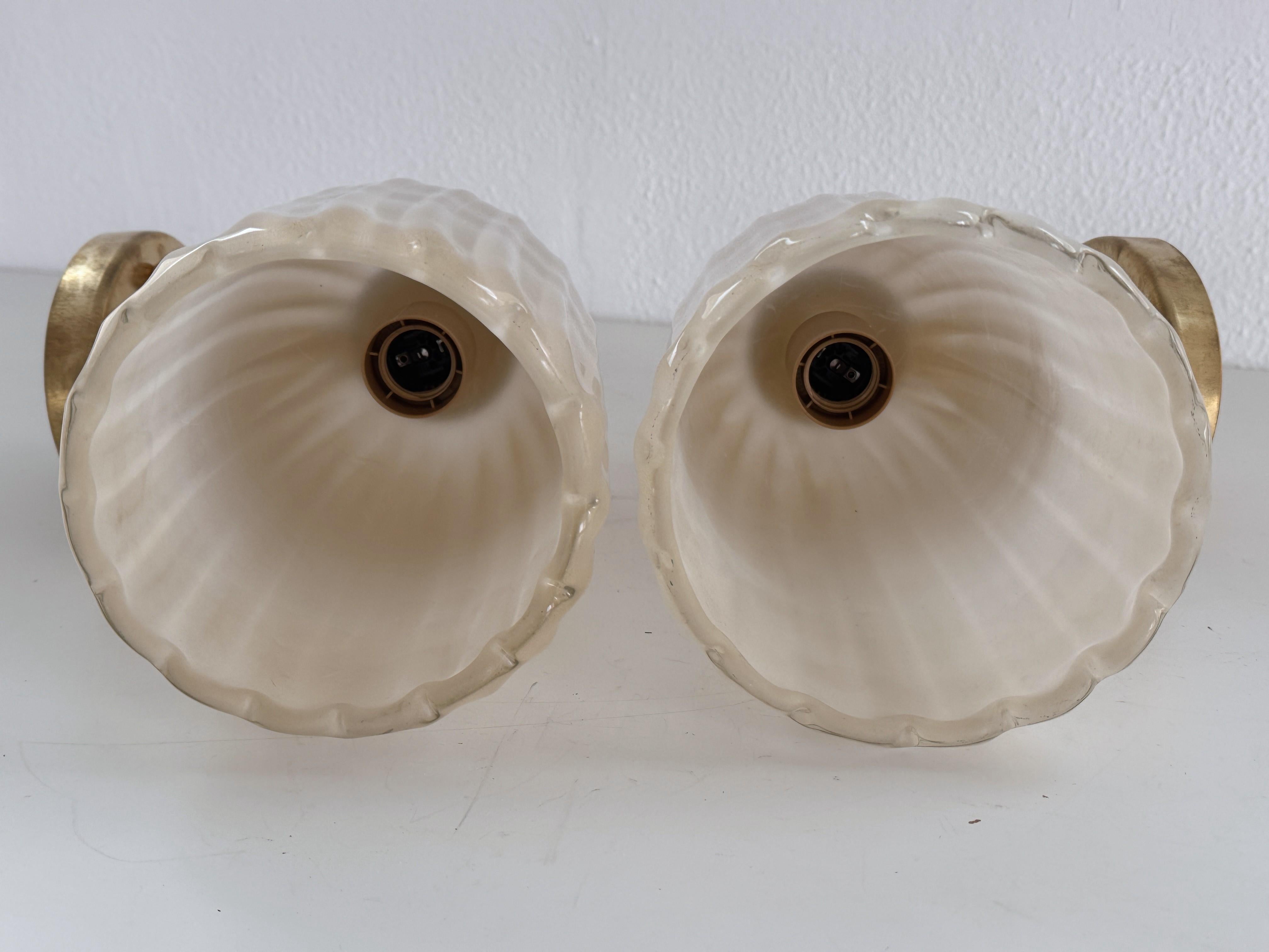 Grandi lampade da parete italiane in vetro di Murano e ottone in stile Art Déco, anni '90 in vendita 5