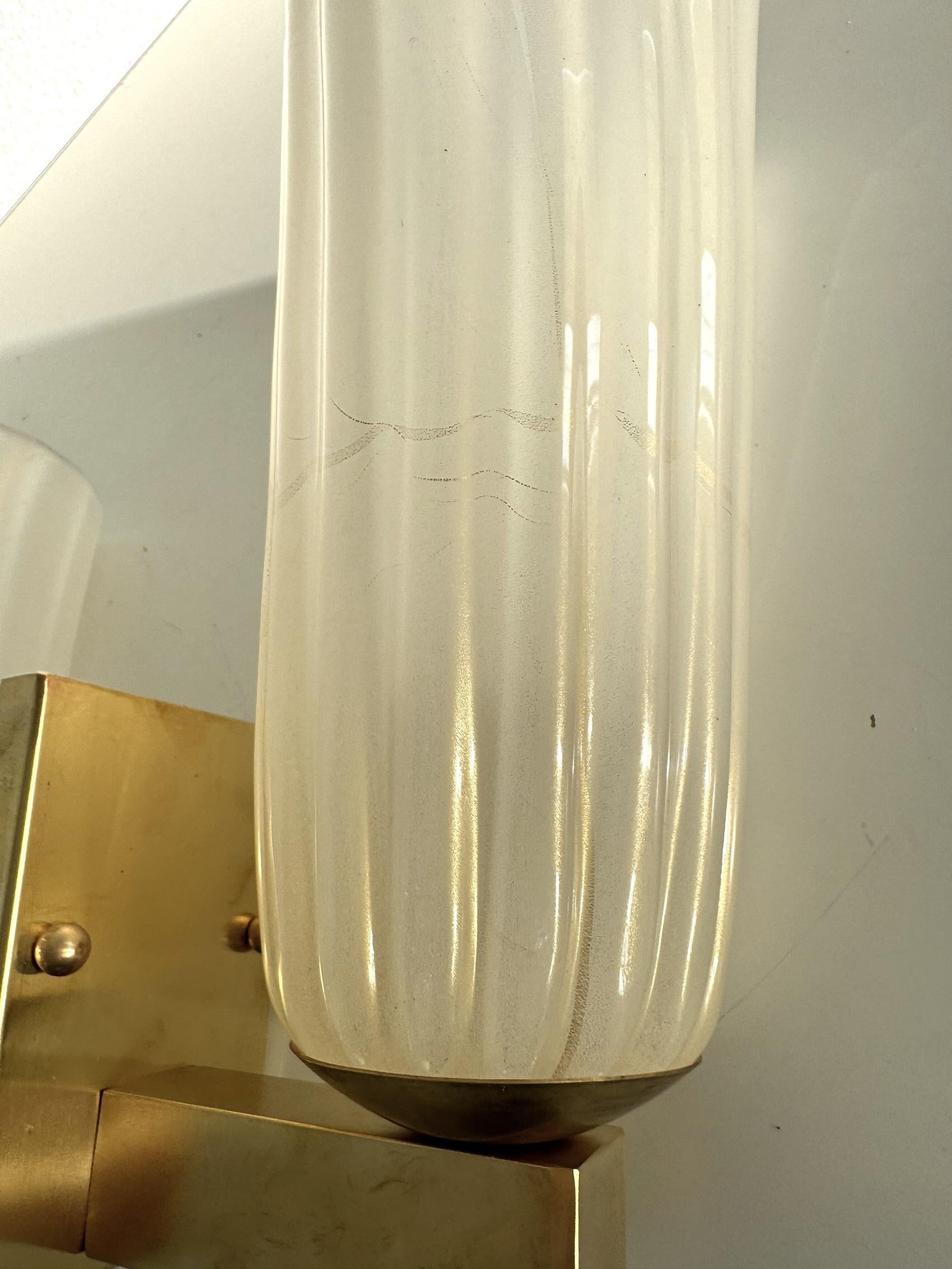Große italienische Wandleuchten aus Murano-Glas und Messing im Art-Déco-Stil, 1990er Jahre im Angebot 6