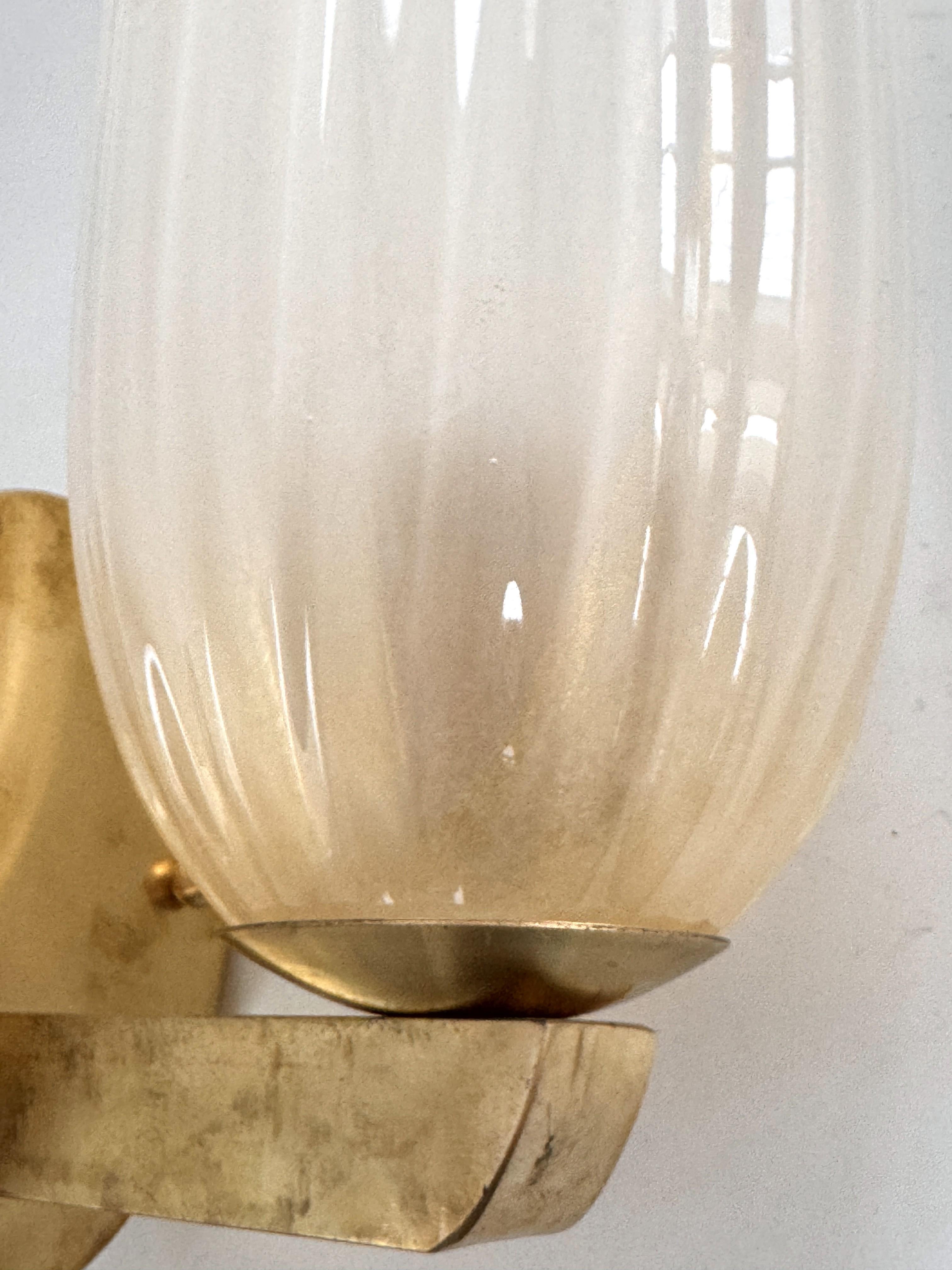 Grandi lampade da parete italiane in vetro di Murano e ottone in stile Art Déco, anni '90 in vendita 6