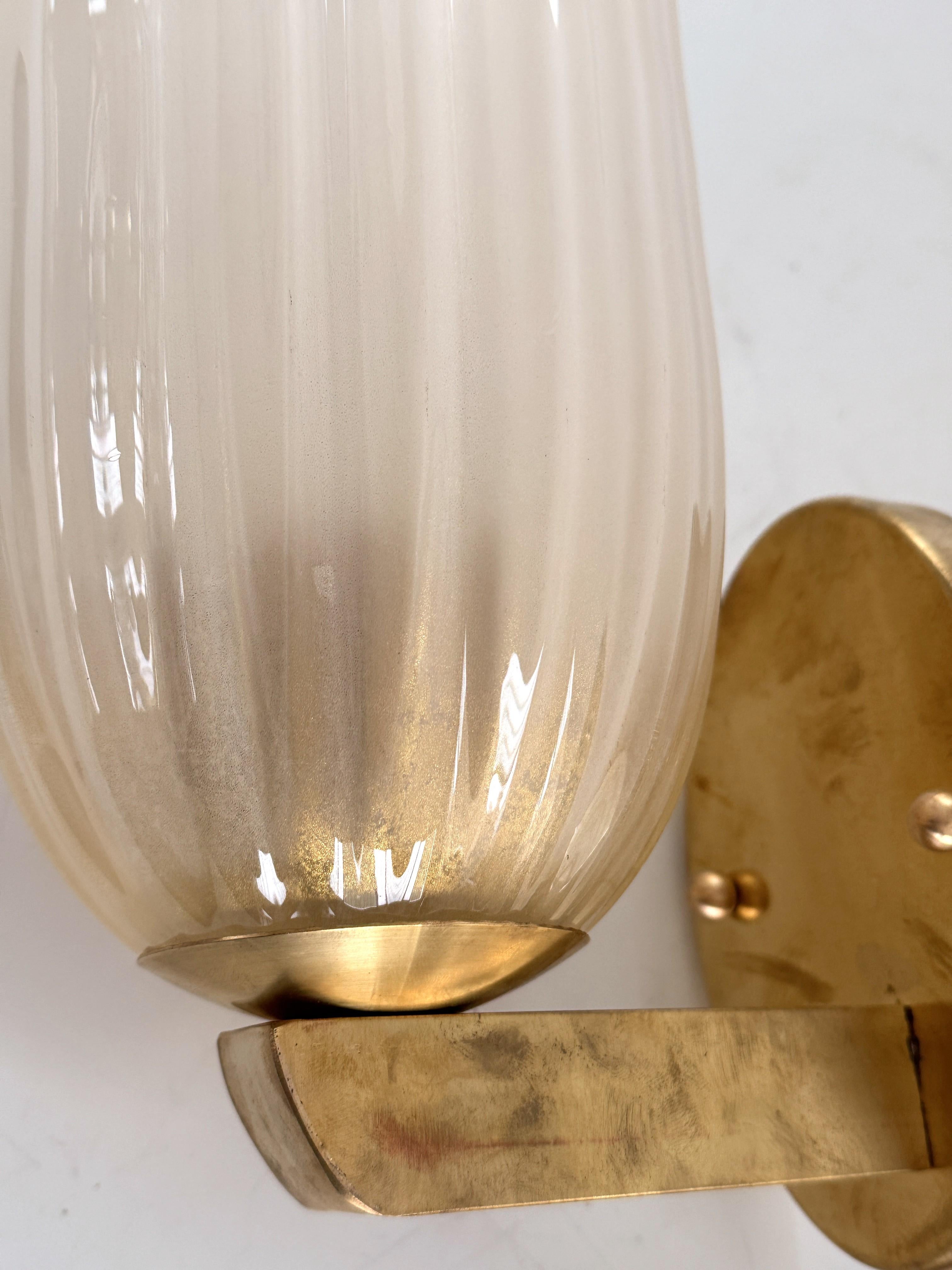 Grandi lampade da parete italiane in vetro di Murano e ottone in stile Art Déco, anni '90 in vendita 7