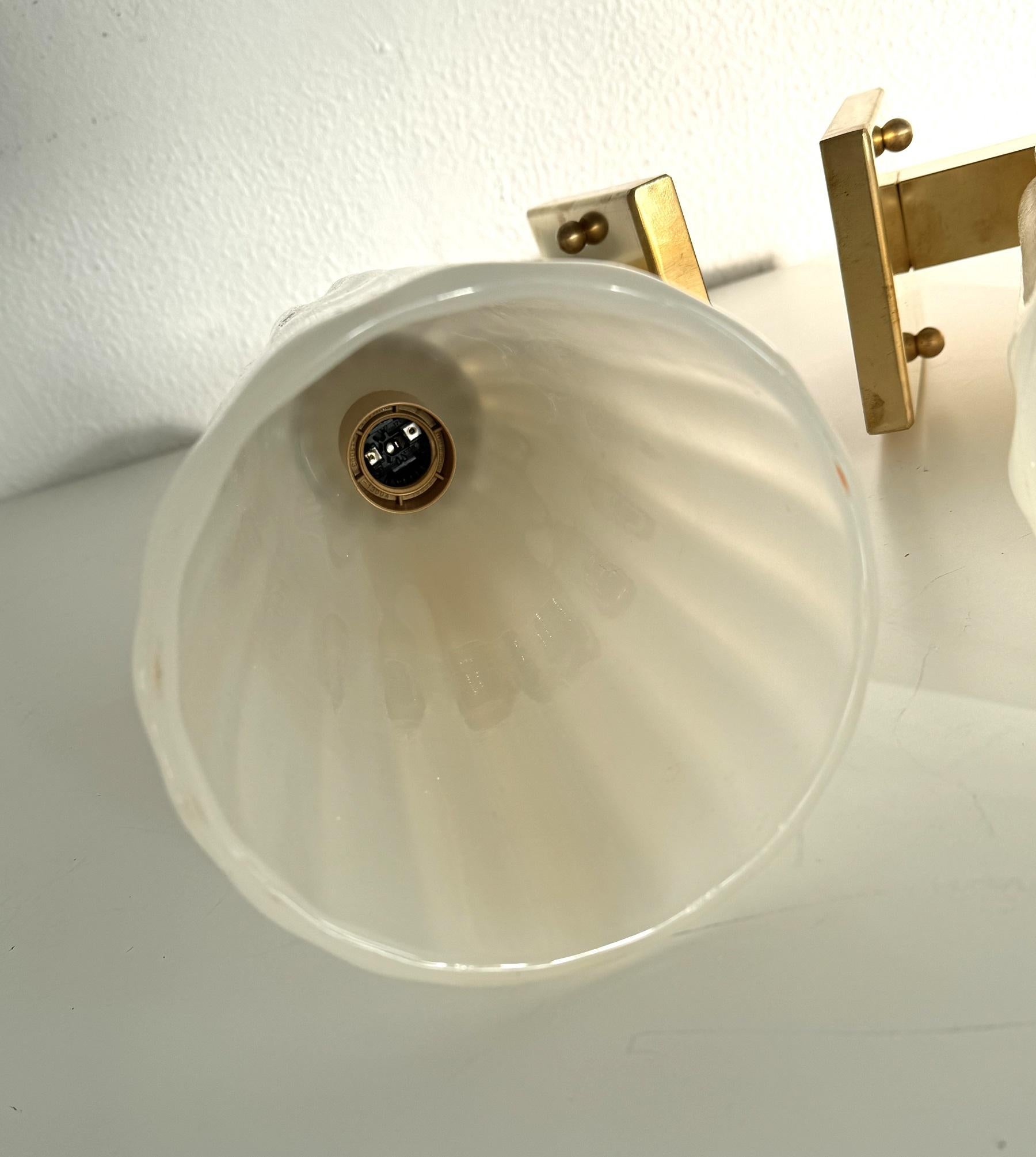 Große italienische Wandleuchten aus Murano-Glas und Messing im Art-Déco-Stil, 1990er Jahre im Angebot 8