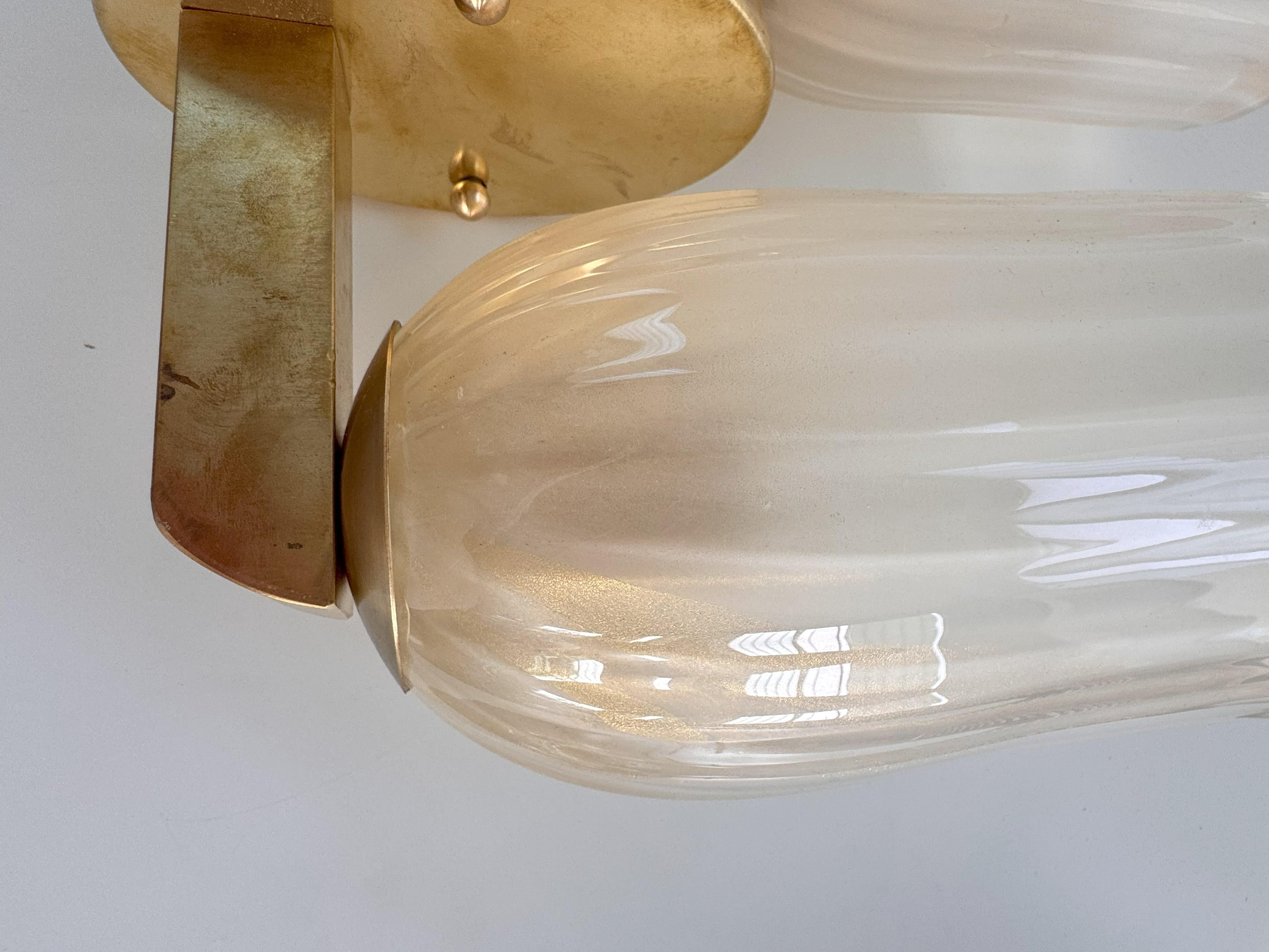 Apliques italianos grandes de cristal de Murano y latón en estilo Art Déco, años 90 en venta 7