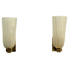 Große italienische Wandleuchten aus Murano-Glas und Messing im Art-Déco-Stil, 1990er Jahre