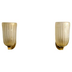 Italian Large Murano Glass and Brass Wall Lights in Art Deco Style, 1990s