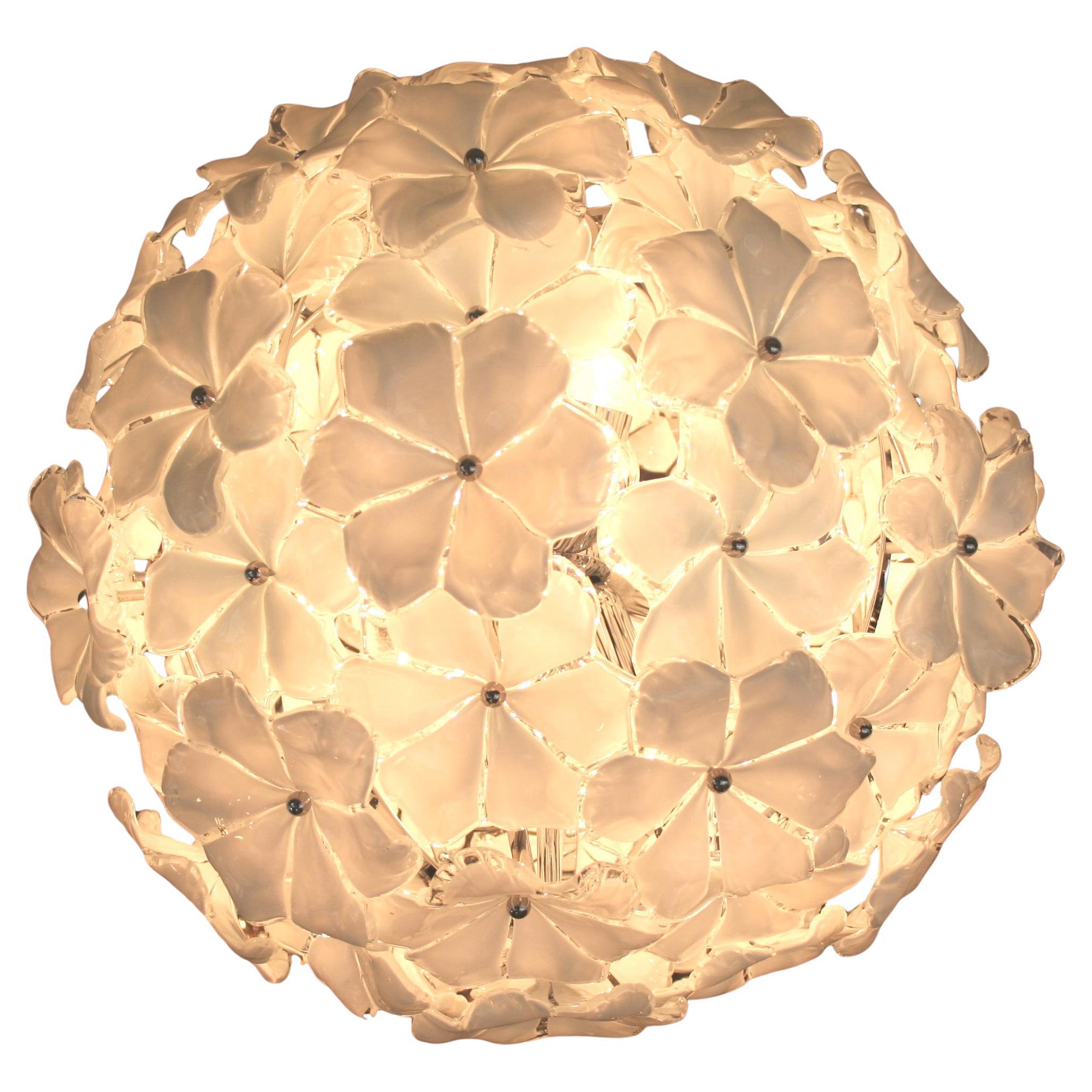 Großer italienischer Murano-Kronleuchter mit Blumen im Stil von Cenedese