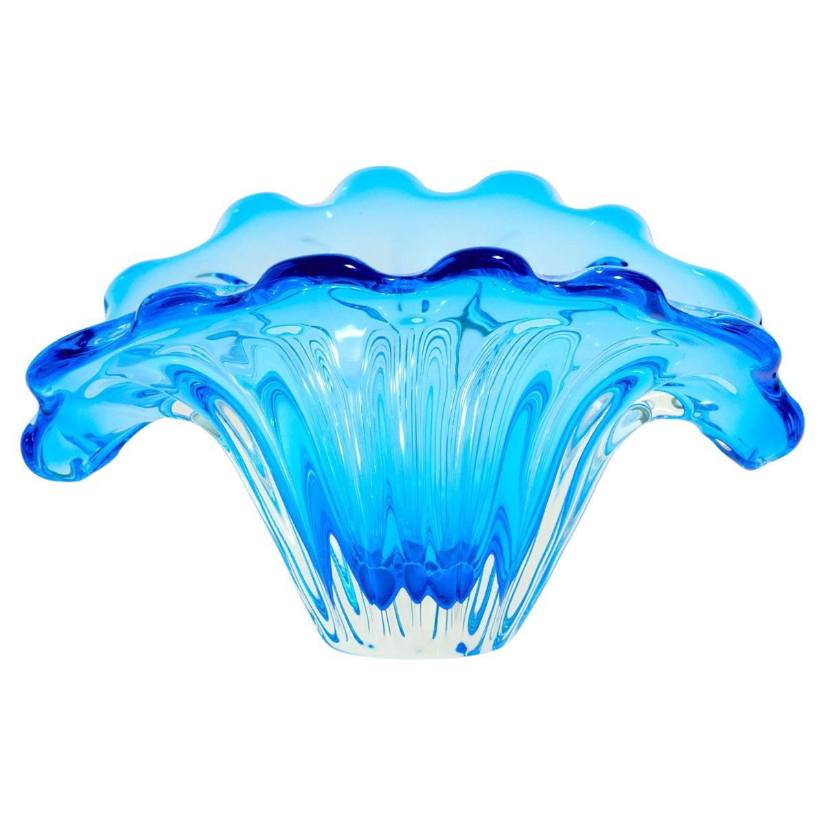 Italian Large Ocean Blue Clamshell Bowl
