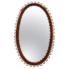 Italian Large Organic Designer Wall Mirror in Rattan and Bamboo Italian Large Organic Designer Wall Mirror in Rattan and Bamboo