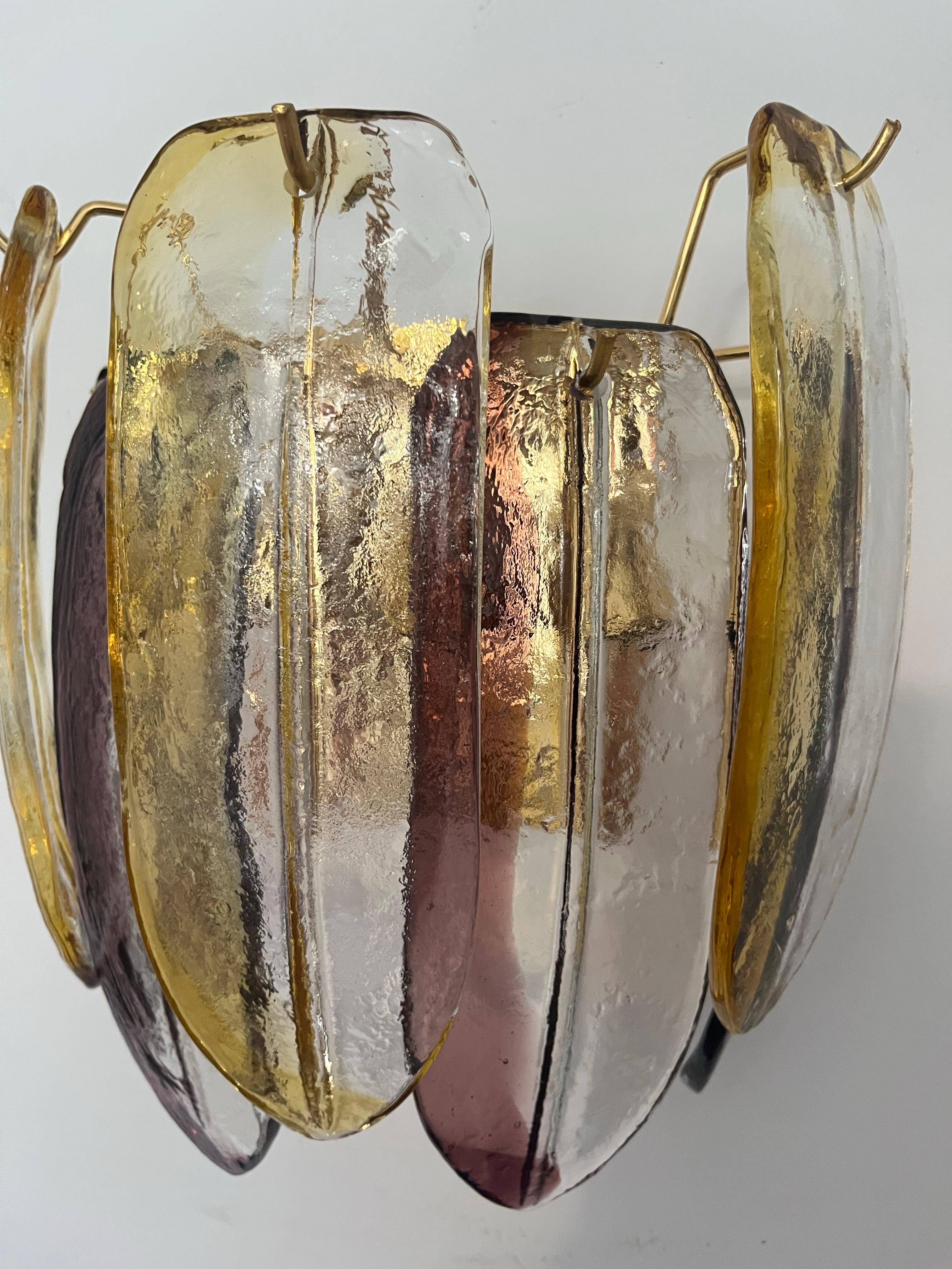 Italian Large Pair of Murano Glass Wall Sconces by Barbini Alfredo, 1980s For Sale 2
